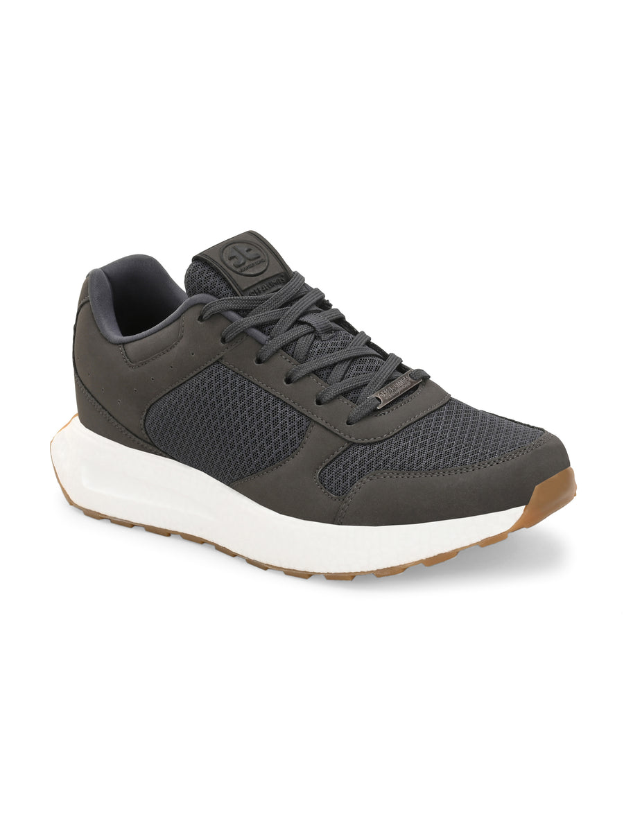 Shop Dark Grey Lace Up Sneakers For Men 686-02