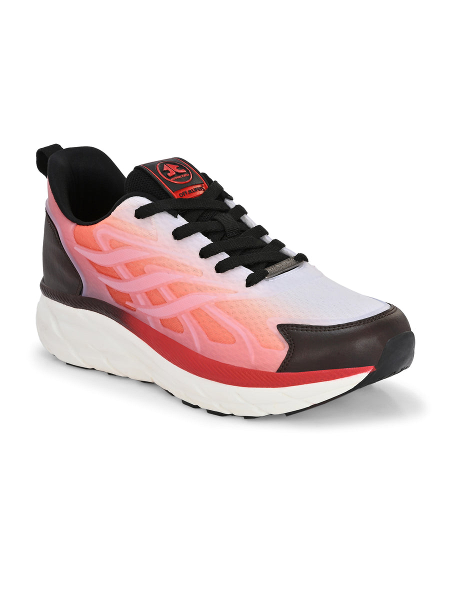 Shop White / Orange Lace-Up Running & Gym For Men 714-02