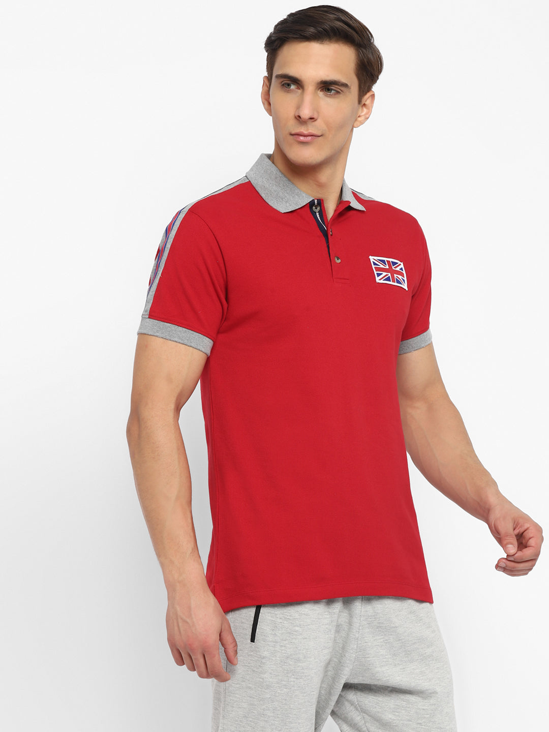 Shop Men Contrast Collar Cotton Polo Online