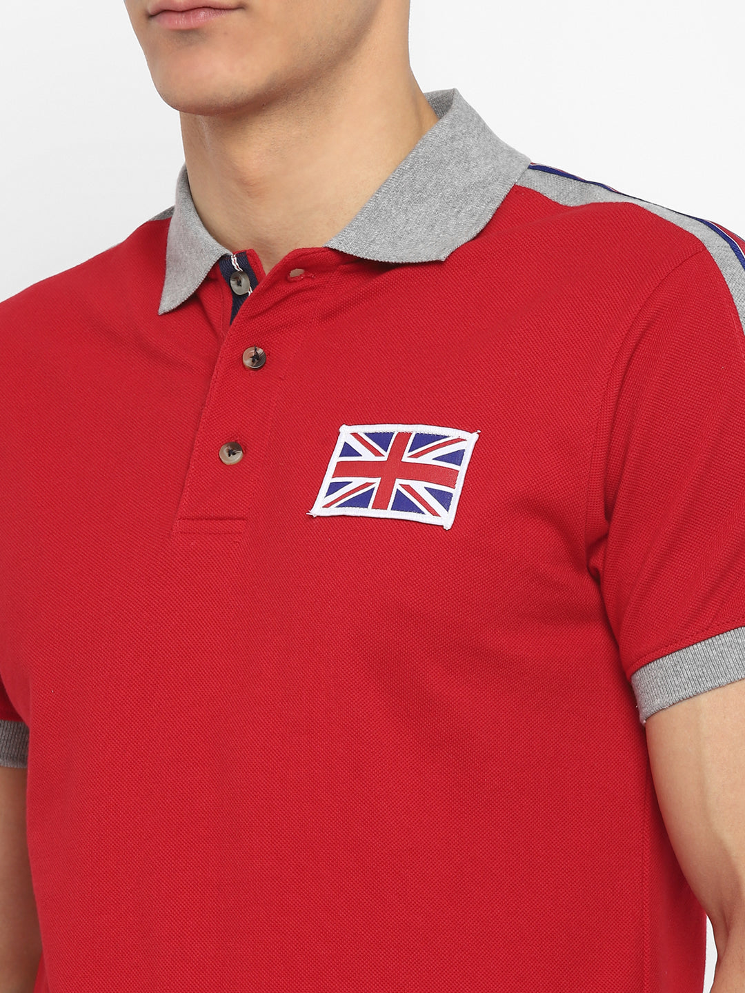 Shop Men Contrast Collar Cotton Polo Online