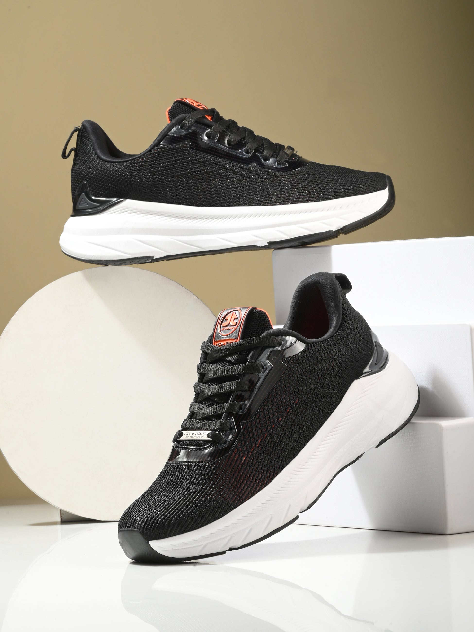 Shop Black/Orange Lace Up Running Gym Shoe For Men 660-01
