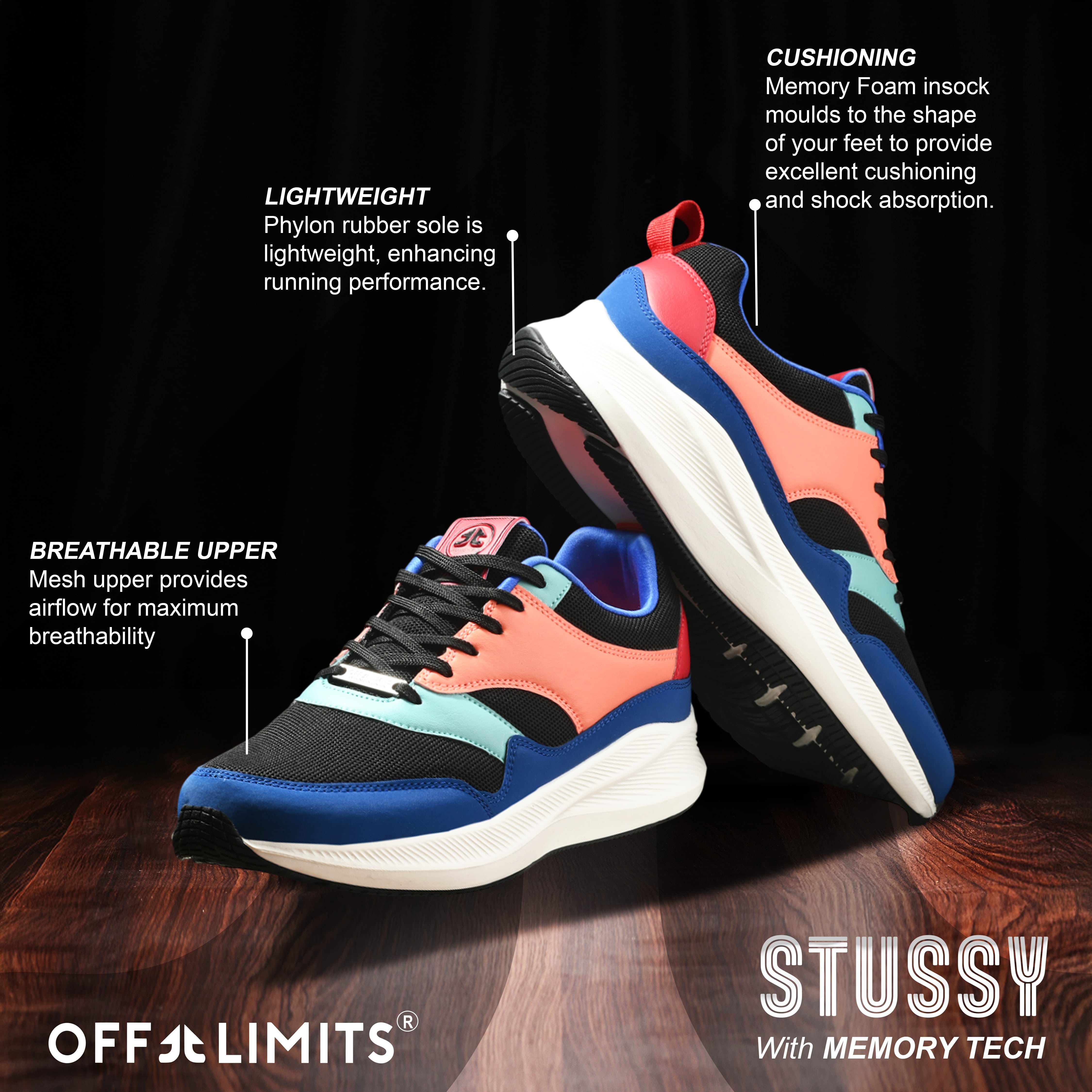 STUSSY - BLACK/R BLUE/CYCLAMANN PINK