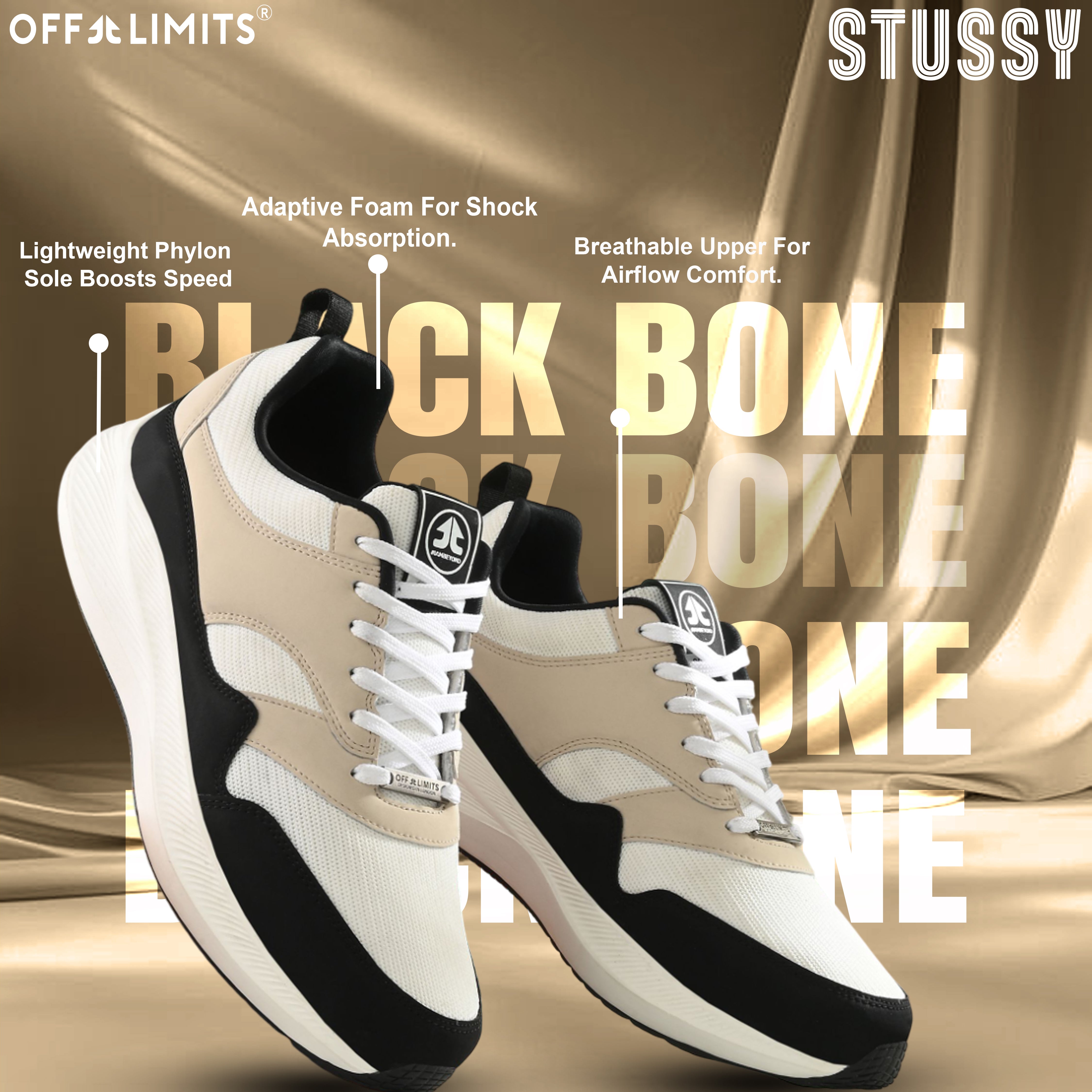 STUSSY - BLACK/WHITE/BONE