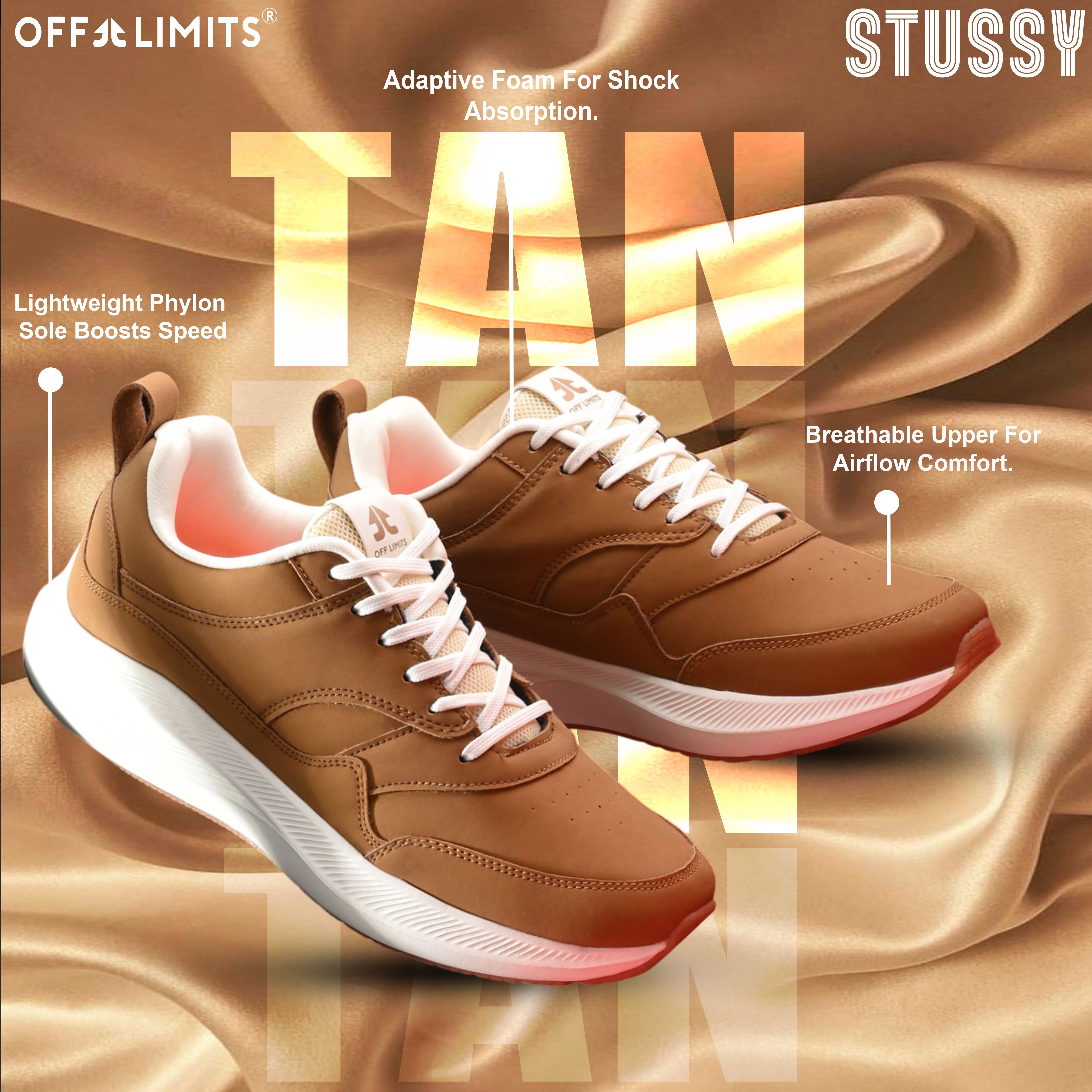 STUSSY - TAN/WHITE